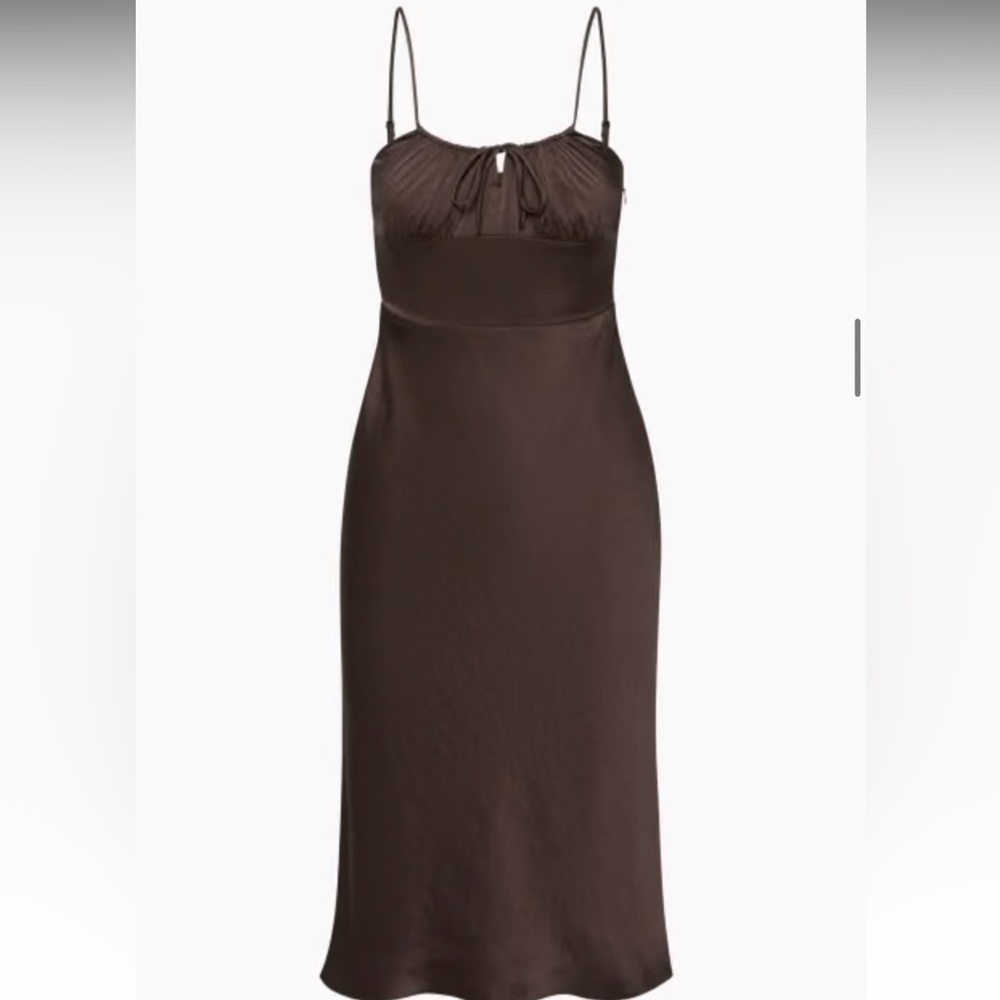 Wilfred bellow aritzia brown slip dress midi dress size 6